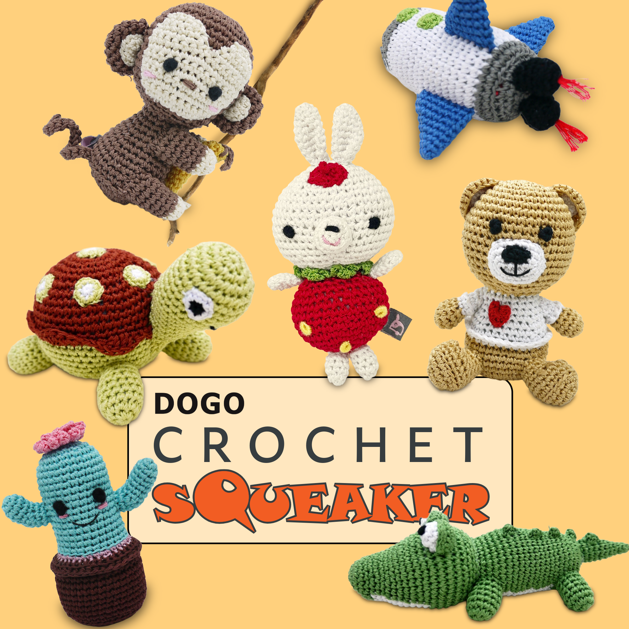 Handcrafted Crochet Squeaker Dog Toys